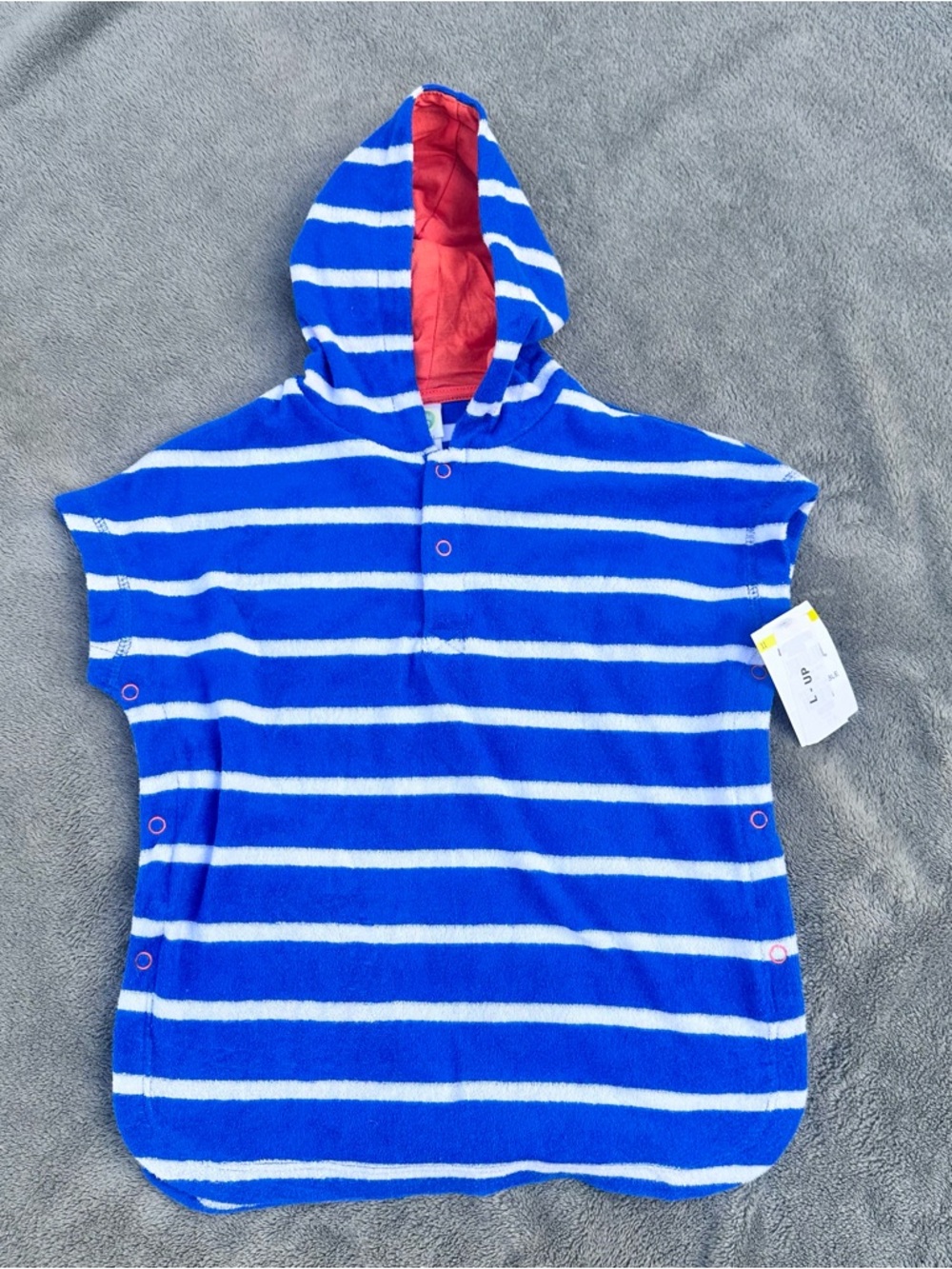 NWT! Little Me Blue and White Striped Unisex Hoodie Terry Cover Up - 18 Months